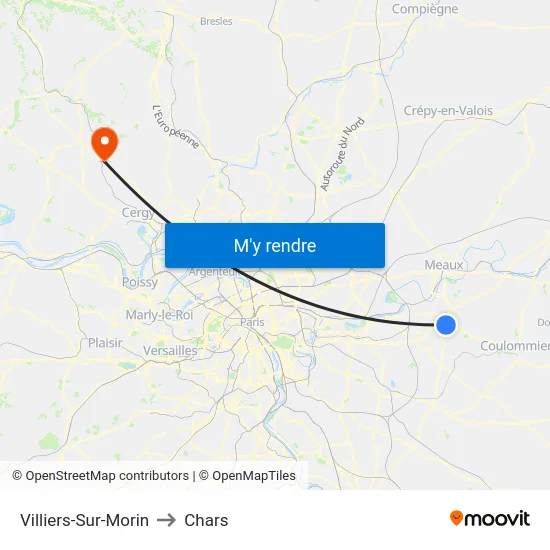 Villiers-Sur-Morin to Chars map