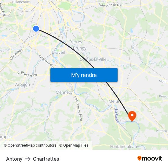 Antony to Chartrettes map