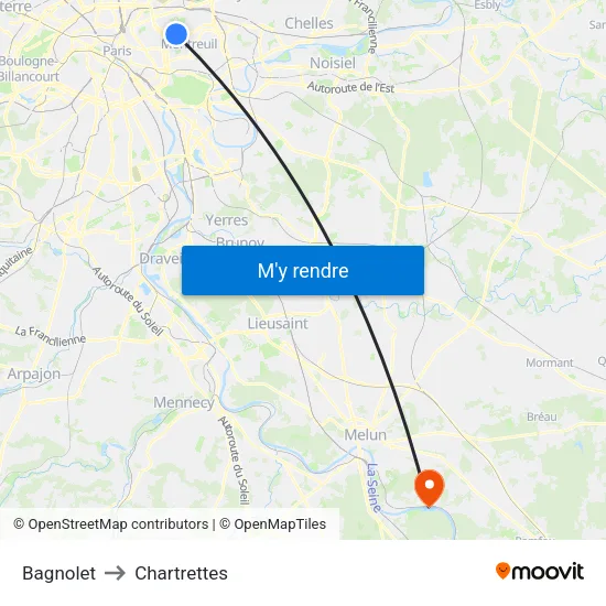 Bagnolet to Chartrettes map