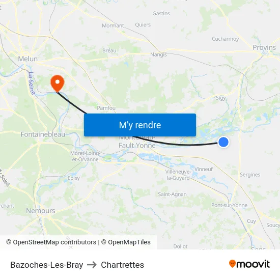 Bazoches-Les-Bray to Chartrettes map