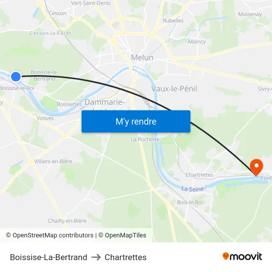 Boissise-La-Bertrand to Chartrettes map