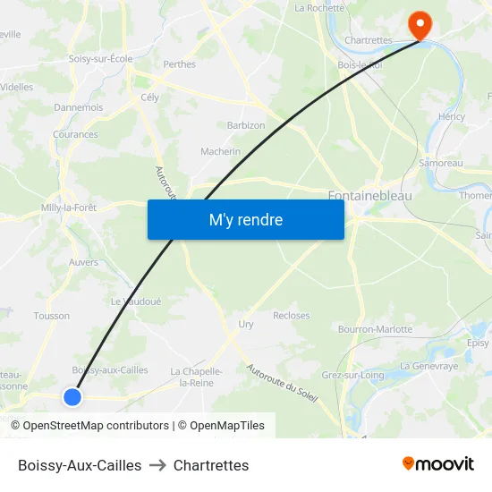 Boissy-Aux-Cailles to Chartrettes map