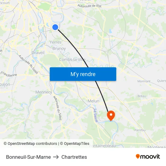 Bonneuil-Sur-Marne to Chartrettes map