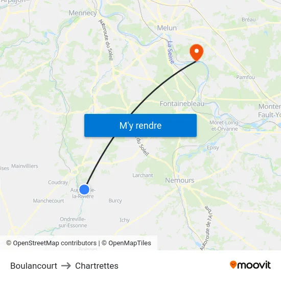 Boulancourt to Chartrettes map