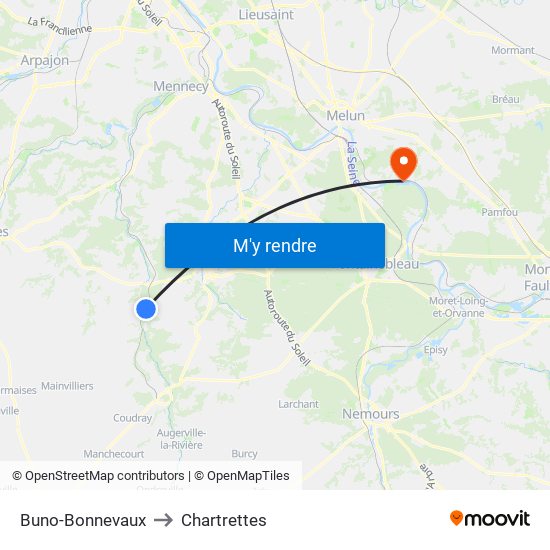 Buno-Bonnevaux to Chartrettes map