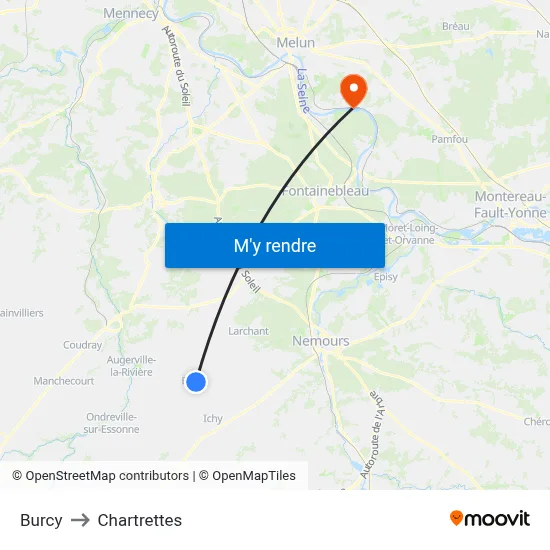 Burcy to Chartrettes map