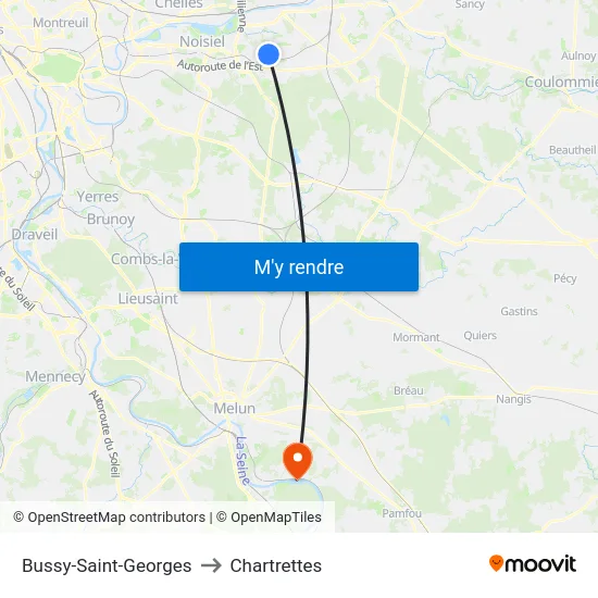 Bussy-Saint-Georges to Chartrettes map