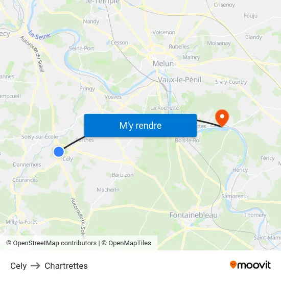 Cely to Chartrettes map
