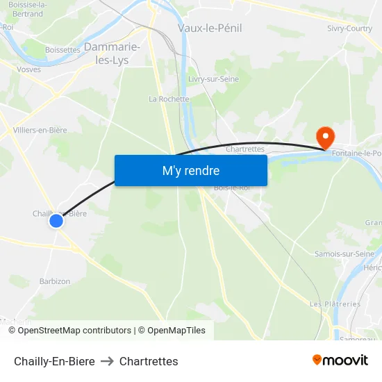 Chailly-En-Biere to Chartrettes map