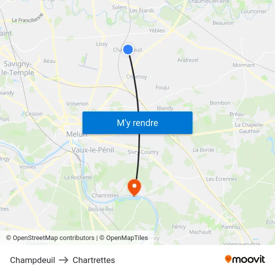 Champdeuil to Chartrettes map