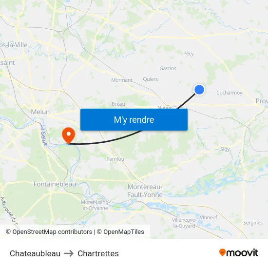Chateaubleau to Chartrettes map