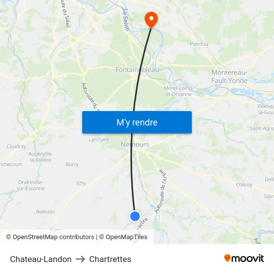 Chateau-Landon to Chartrettes map