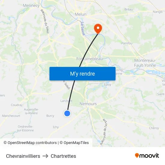 Chevrainvilliers to Chartrettes map