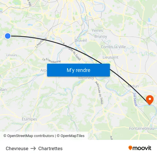 Chevreuse to Chartrettes map