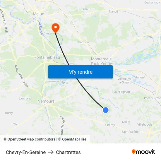 Chevry-En-Sereine to Chartrettes map