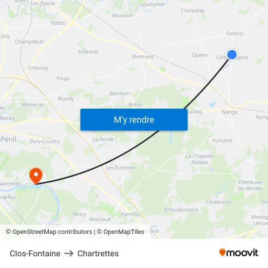 Clos-Fontaine to Chartrettes map