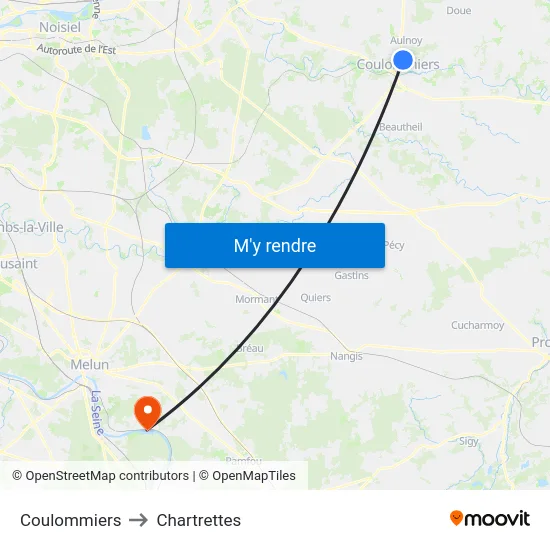 Coulommiers to Chartrettes map