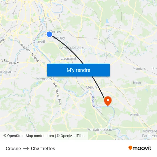 Crosne to Chartrettes map