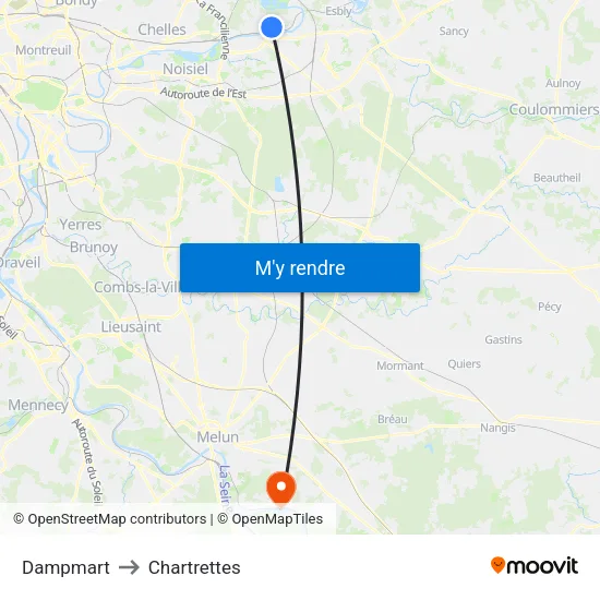 Dampmart to Chartrettes map