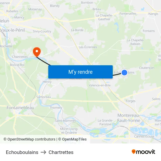 Echouboulains to Chartrettes map