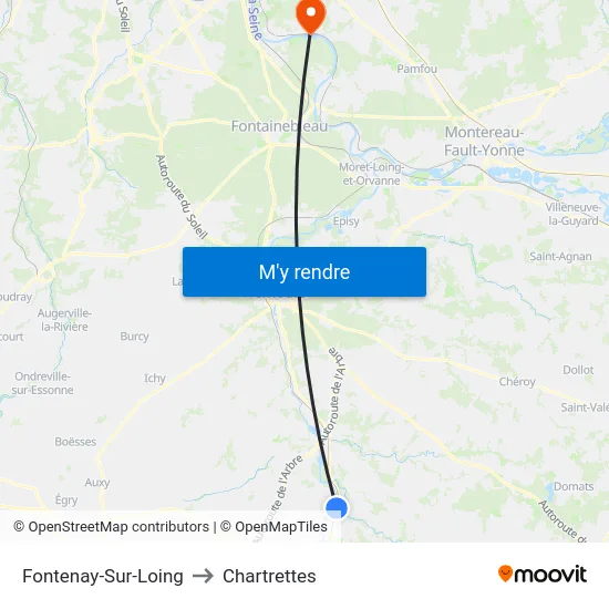 Fontenay-Sur-Loing to Chartrettes map