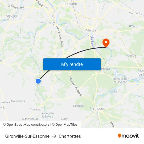 Gironville-Sur-Essonne to Chartrettes map