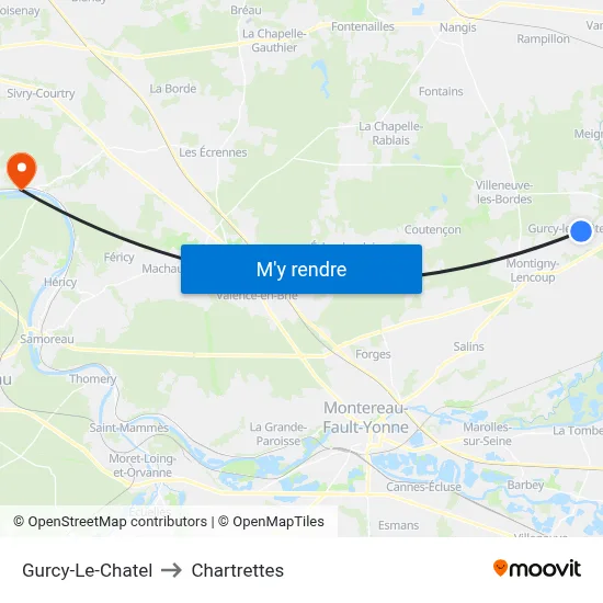 Gurcy-Le-Chatel to Chartrettes map
