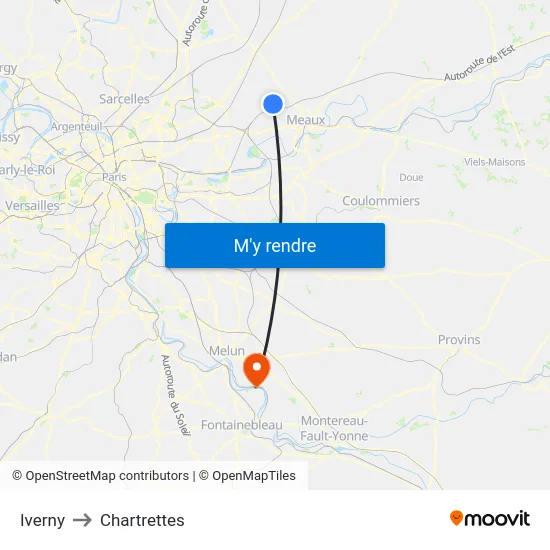Iverny to Chartrettes map