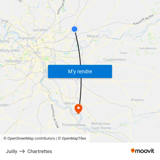 Juilly to Chartrettes map