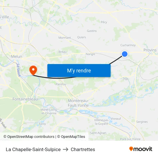 La Chapelle-Saint-Sulpice to Chartrettes map