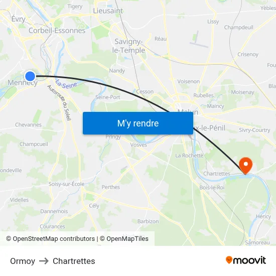 Ormoy to Chartrettes map