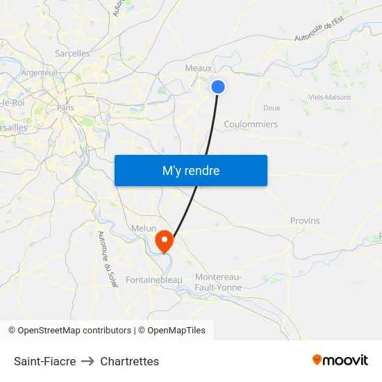 Saint-Fiacre to Chartrettes map
