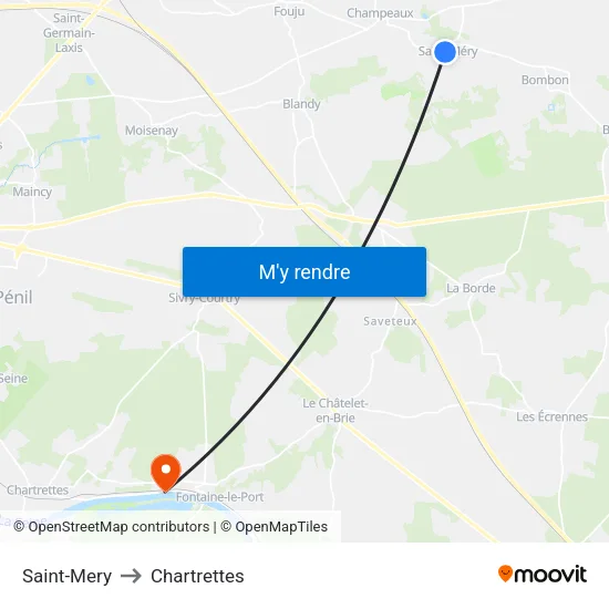Saint-Mery to Chartrettes map