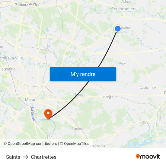 Saints to Chartrettes map