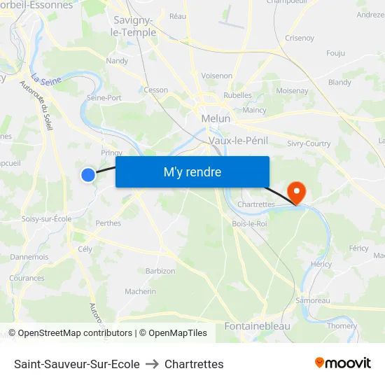 Saint-Sauveur-Sur-Ecole to Chartrettes map