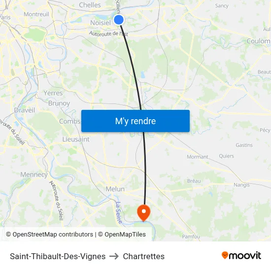 Saint-Thibault-Des-Vignes to Chartrettes map