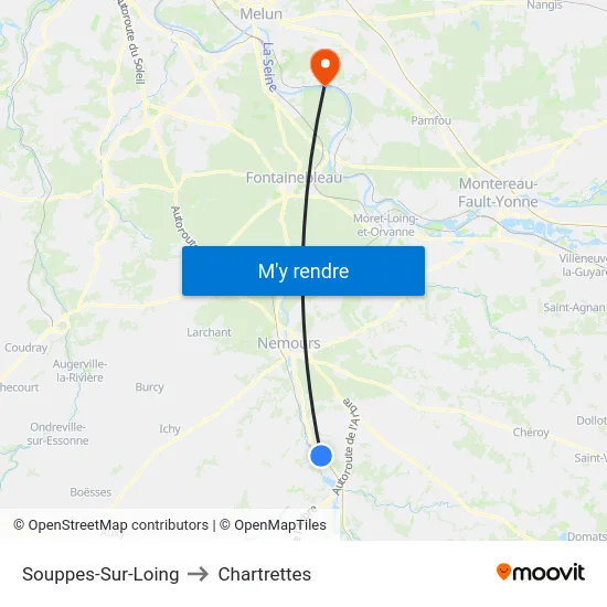 Souppes-Sur-Loing to Chartrettes map