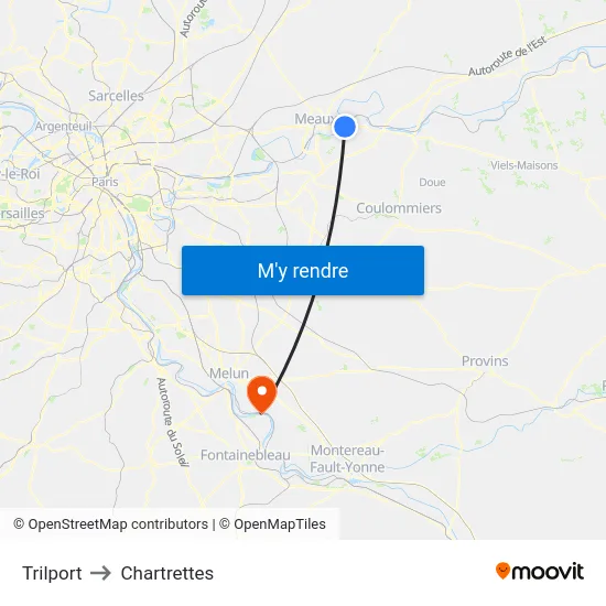 Trilport to Chartrettes map
