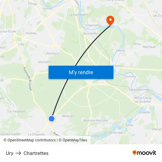 Ury to Chartrettes map