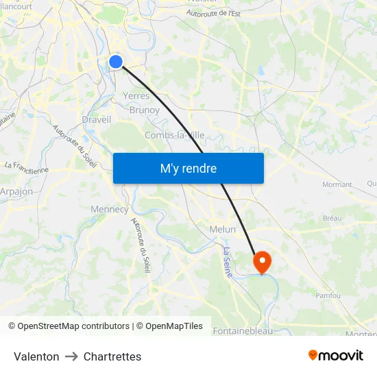 Valenton to Chartrettes map