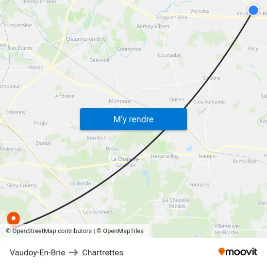 Vaudoy-En-Brie to Chartrettes map