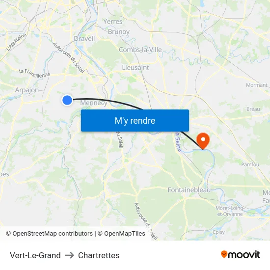 Vert-Le-Grand to Chartrettes map