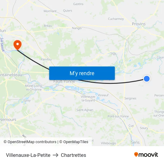 Villenauxe-La-Petite to Chartrettes map