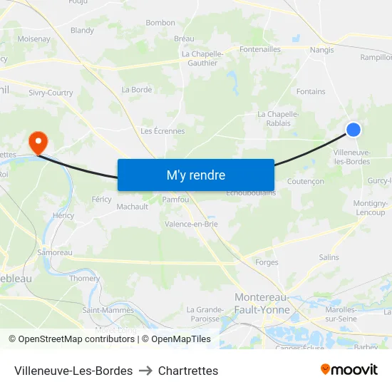 Villeneuve-Les-Bordes to Chartrettes map