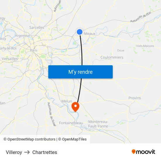 Villeroy to Chartrettes map