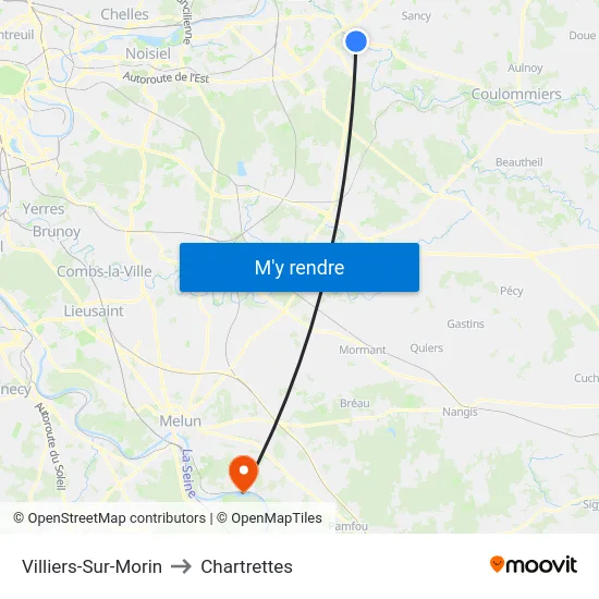 Villiers-Sur-Morin to Chartrettes map