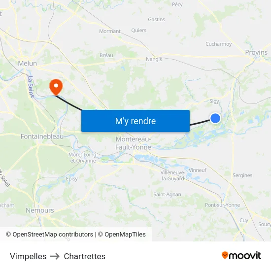 Vimpelles to Chartrettes map