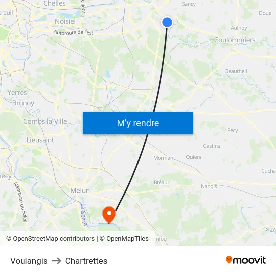 Voulangis to Chartrettes map
