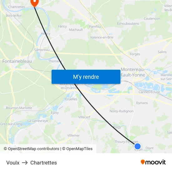 Voulx to Chartrettes map