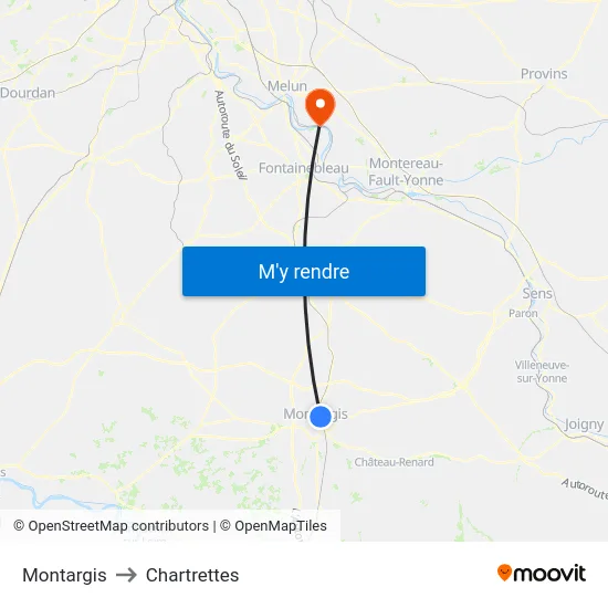 Montargis to Chartrettes map